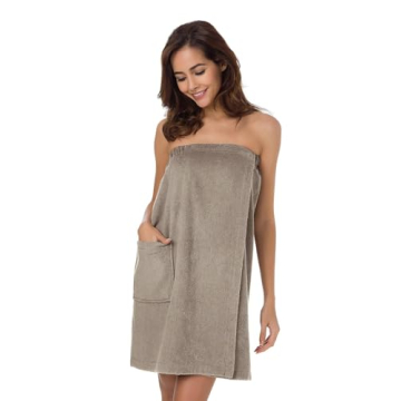 SIORO Bath Wraps for Women Towel Wraps Lightweight Spa Bathrobes with Adjustable Closure & Pockets for Pool Gym