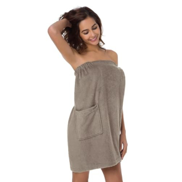 SIORO Bath Wraps for Women Towel Wraps Lightweight Spa Bathrobes with Adjustable Closure & Pockets for Pool Gym