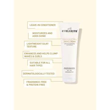 CURLSMITH - Shine Cream, Leave-In Conditioner, Moisturising, Sensitive, Fragrance Free for All Curl and Hair Types, Vegan (8 fl oz)