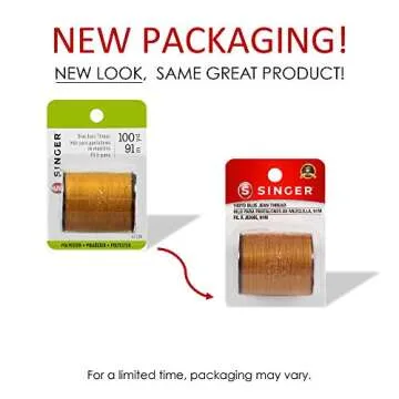 SINGER Blue Jean Thread, 100 Yards Old Gold for Heavy-Duty Sewing