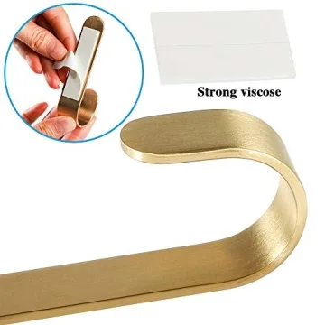 Picowe 4 Pack Brass Hooks - Stylish Wall Adhesive Holders