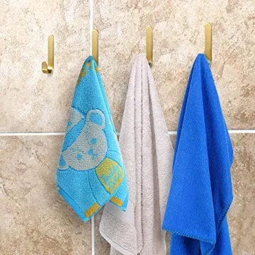 Picowe 4 Pack Brass Hooks - Stylish Wall Adhesive Holders