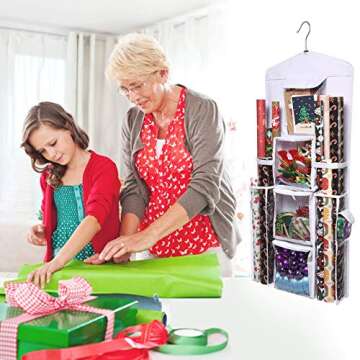 Durable Gift Wrap Organizer with Hanging Design