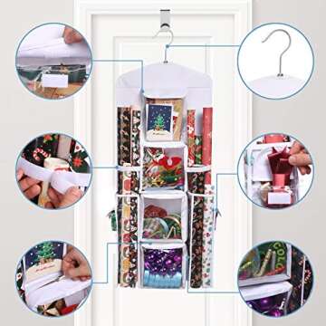 Durable Gift Wrap Organizer with Hanging Design