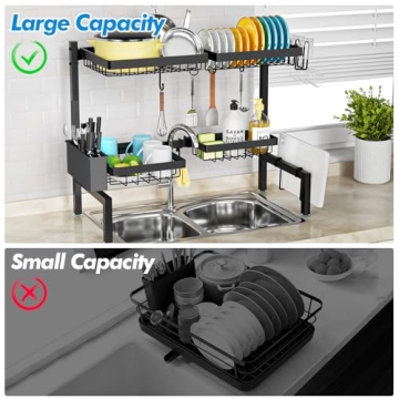 SNSLXH Over The Sink Dish Drying Rack, Adjustable 24.8"-35.4"