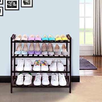 Stylish SONGMICS 100% Bamboo 4-Tier Shoe Rack - Eco-Friendly Storage Organizer