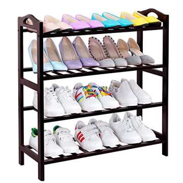 SONGMICS 100% Bamboo 4-Tier Shoe Rack for Stylish Storage