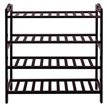 SONGMICS 100% Bamboo 4-Tier Shoe Rack for Stylish Storage