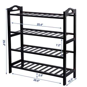 SONGMICS 100% Bamboo 4-Tier Shoe Rack for Stylish Storage