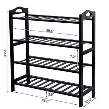 SONGMICS 100% Bamboo 4-Tier Shoe Rack for Stylish Storage