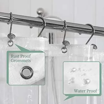 Mrs Awesome Extra Long Shower Curtain Liner with Magnets, 72x84 XL Clear PEVA Shower Liner, Long Plastic Shower Curtain for Bathroom, Lightweight & Waterproof, 72 x 84, Clear