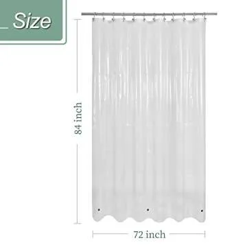 Mrs Awesome Extra Long Shower Curtain Liner with Magnets, 72x84 XL Clear PEVA Shower Liner, Long Plastic Shower Curtain for Bathroom, Lightweight & Waterproof, 72 x 84, Clear