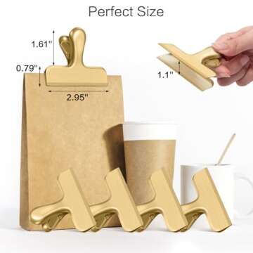 WUDIME 12 Pack Chip Clips - Stainless Steel Food Clips for Kitchen & Office