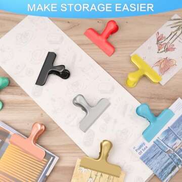 WUDIME Premium 12 Pack Stainless Steel Chip Clips for Food Storage