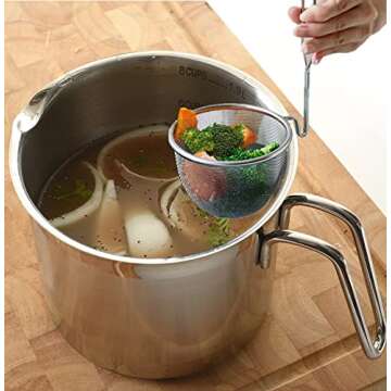 8 Cup Saucepan With Glass Lid,1.5QT Multipurpose Small Pasta Pot with Insert Steamer Basket for Boiling Sauce, Gravies, Pasta, Noodles