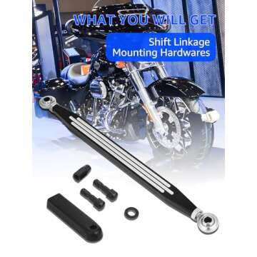 AILMOTO Motorcycle Shift Linkage Black & Silver Compatible for Harley Davidson 1986-2024 Street Glide Electra Glide Road Glide Road King Ultra Class Tri Glide Softail