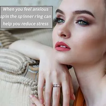 Hothink Anxiety Fidget Spinner Rings for Women - 4Pcs Style