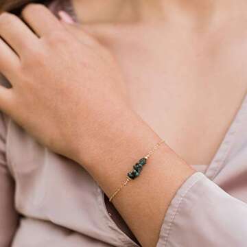 Luna Tide Emerald Chip Bead Bar Bracelet in 14k Gold Fill