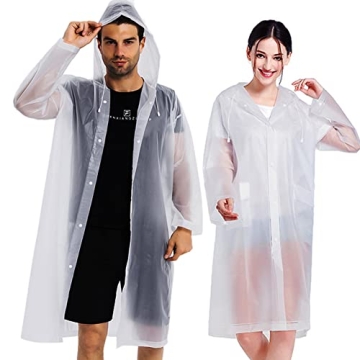 COOY 2-Pack Reusable EVA Rain Ponchos - Lightweight, Waterproof for All Outdoor Adventures