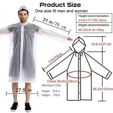 Reusable EVA Rain Ponchos 2-Pack Waterproof Lightweight