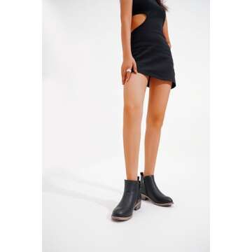Jeossy Women's Black Ankle Boots, Classic Low Heeled Short Booties, 905 - Black Pu, Size 9 US - Casual Comfortable Boots (DJY905 Black 09)