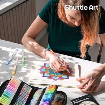 Shuttle Art Gel Pens Set with 130 Colors & Bonus Coloring Book