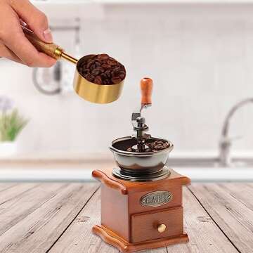 Gold Measuring Cups and Spoons Set with Fragrant Wood Handles, Premium Stainless Steel Measuring Spoons and Measuring Cups Set, For Cooking and Baking in the Kitchen (8 Piece)