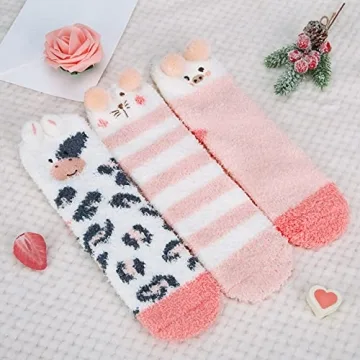 YSense Women's Fuzzy Socks - Cozy Winter Animal Designs