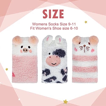 YSense Women's Fuzzy Socks - Cozy Winter Animal Designs