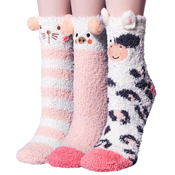 YSense Women's Fuzzy Socks - Cozy Winter Animal Designs