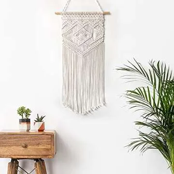 Taufey Macrame Wall Hanging Woven Wall Decor Boho Chic Bohemian Wall Art - Beautiful Apartment Dorm Bedroom Living Room Home Decoration, 16" W x 33" L