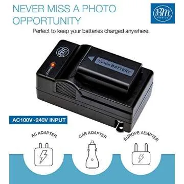 BM Premium 2 NP-FW50 Batteries and Charger for Sony ZV-E10, A6100, A6400, DSC-RX10 IV, DSC-RX10 III, DSCRX10 II, DSC-RX10, Alpha 7, Alpha 7R, a7, a7R, A7s, A7s II, a3000, a5000, a6000, a6300, a6500