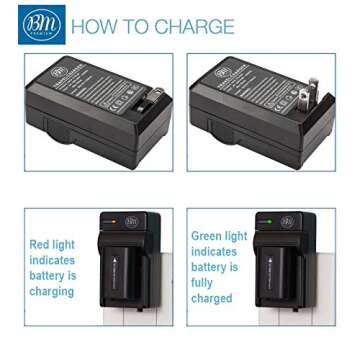 BM Premium 2 NP-FW50 Batteries and Charger for Sony ZV-E10, A6100, A6400, DSC-RX10 IV, DSC-RX10 III, DSCRX10 II, DSC-RX10, Alpha 7, Alpha 7R, a7, a7R, A7s, A7s II, a3000, a5000, a6000, a6300, a6500