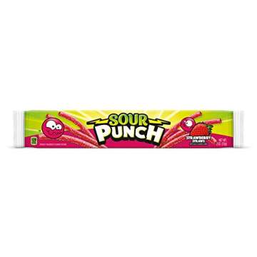 Sour Punch Strawberry Sour Straws - 24 Pack of 2oz Fun Treats
