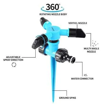 Kadaon Garden Sprinkler, 360 Degree Rotating Lawn Sprinkler Large Area Coverage - Adjustable, Weighted Gardening Watering System