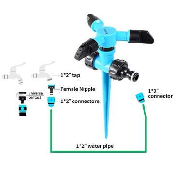 Kadaon Garden Sprinkler, 360 Degree Rotating Lawn Sprinkler Large Area Coverage - Adjustable, Weighted Gardening Watering System