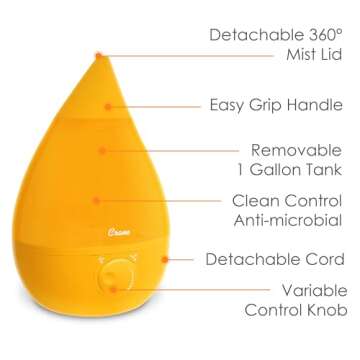 Crane Cool Mist Humidifier: 1 Gallon for Home & Office
