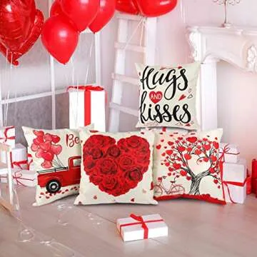 Valentine Pillow Covers Set of 4 for Home Decor and Gifts