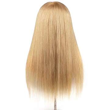 Blonde Mannequin Head with Shoulder Real Human Hair for Cosmetology Training