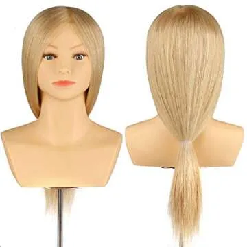 Blonde Mannequin Head Real Human Hair Training Tool