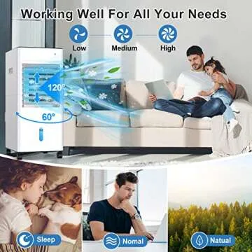 Portable Air Conditioners, 3-IN-1 Evaporative Air Cooler, 1.6 Gallon Air Conditioner for Room, Portable AC Unit w/4 Modes & 3 Speeds & Timer, Personal Air Cooler Fast Cooling for Office Bedroom