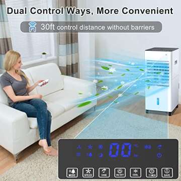 Portable Air Conditioners, 3-IN-1 Evaporative Air Cooler, 1.6 Gallon Air Conditioner for Room, Portable AC Unit w/4 Modes & 3 Speeds & Timer, Personal Air Cooler Fast Cooling for Office Bedroom