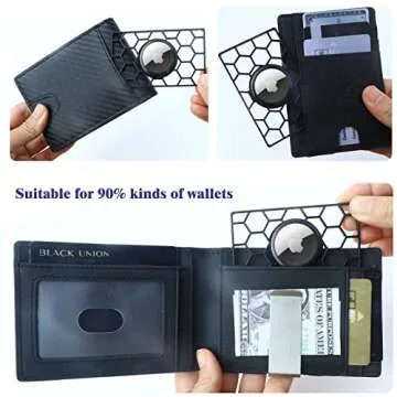 HLHGR for Airtag Wallet Holder,Slim Thin Card Case Holder for Apple AirTag Size of a Credit Card for Purse, Handbag, Clutch (Black