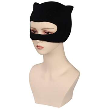 Gosbeliy Womens Catwoman Cosplay Mask Knitted Head Mask Halloween Masquerade Props