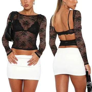 Elegant Sheer Lace Long Sleeve Top Perfect for All Occasions