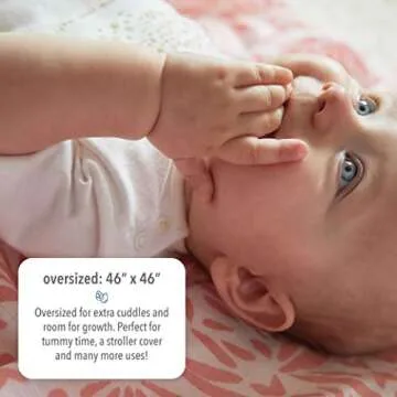 Organic Muslin Baby Boy Swaddle Blankets Oliver & Rain Receiving Blanket Lion and Palm Print, Stripe 3 Pack