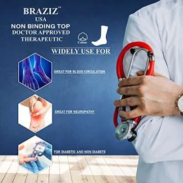 Braziz Diabetic Socks 12 Pairs Premium Soft Breathable Cotton Diabetic Socks Women Men Comfort Top Non-Binding Crew Socks (White, Size 9-11 shoe size 5-10)