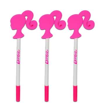 Barbie School Supplies Pen Set - 3 Pc Barbie Ballpoint Pens Party Favors Bundle for Kids Plus Sticke...