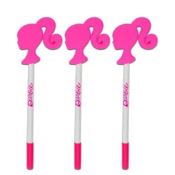 Barbie School Supplies Pen Set - 3 Pc Barbie Ballpoint Pens Party Favors Bundle for Kids Plus Sticke...