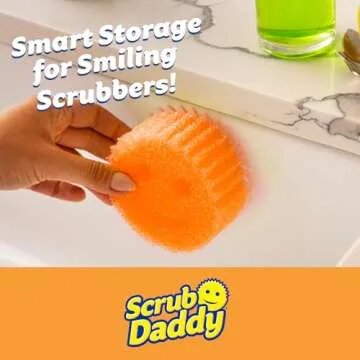 Scrub Daddy 6 Kitchen Sponges & 1 Daddy Caddy Dish Sponge Holder - BPA Free & Made with Polymer Foam...
